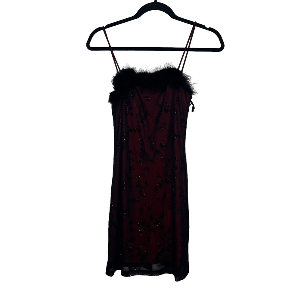 Vintage 90s Feather Sequin Mini Dress